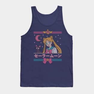 Moon and the Cat // Cute Anime Ugly Christmas Sweater Manga Shojo Cute Kawaii Tank Top